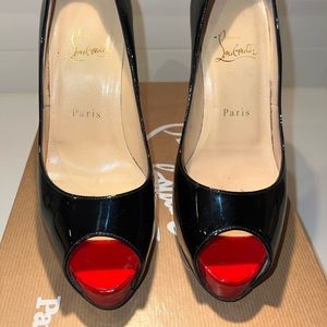Christian Louboutin patent leather pump. New Very Prive Patent Red Sole Pump
